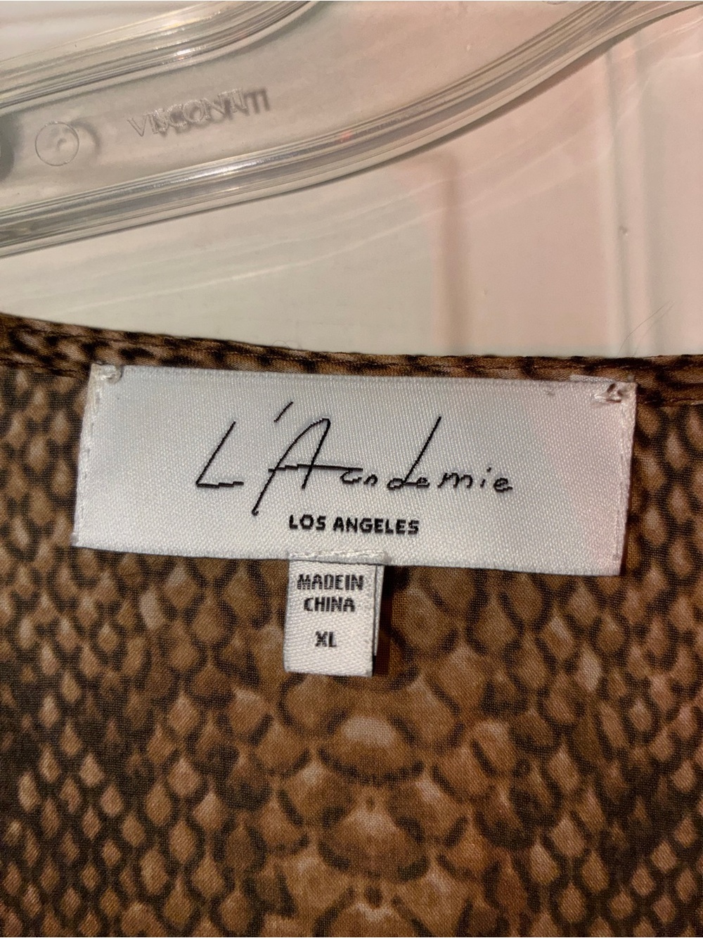L'Academie Snake Print Wrap Midi Dress XL Brown Long Sleeve Buckle - Picture 3 of 4